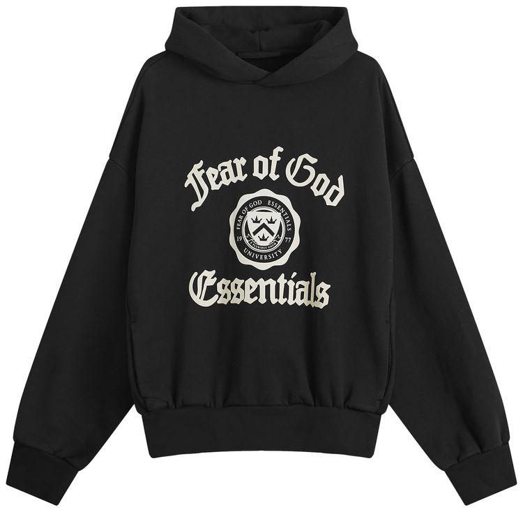 Fear of God Essentials Fleece Vintage Shrunken Hoodie 'Black'